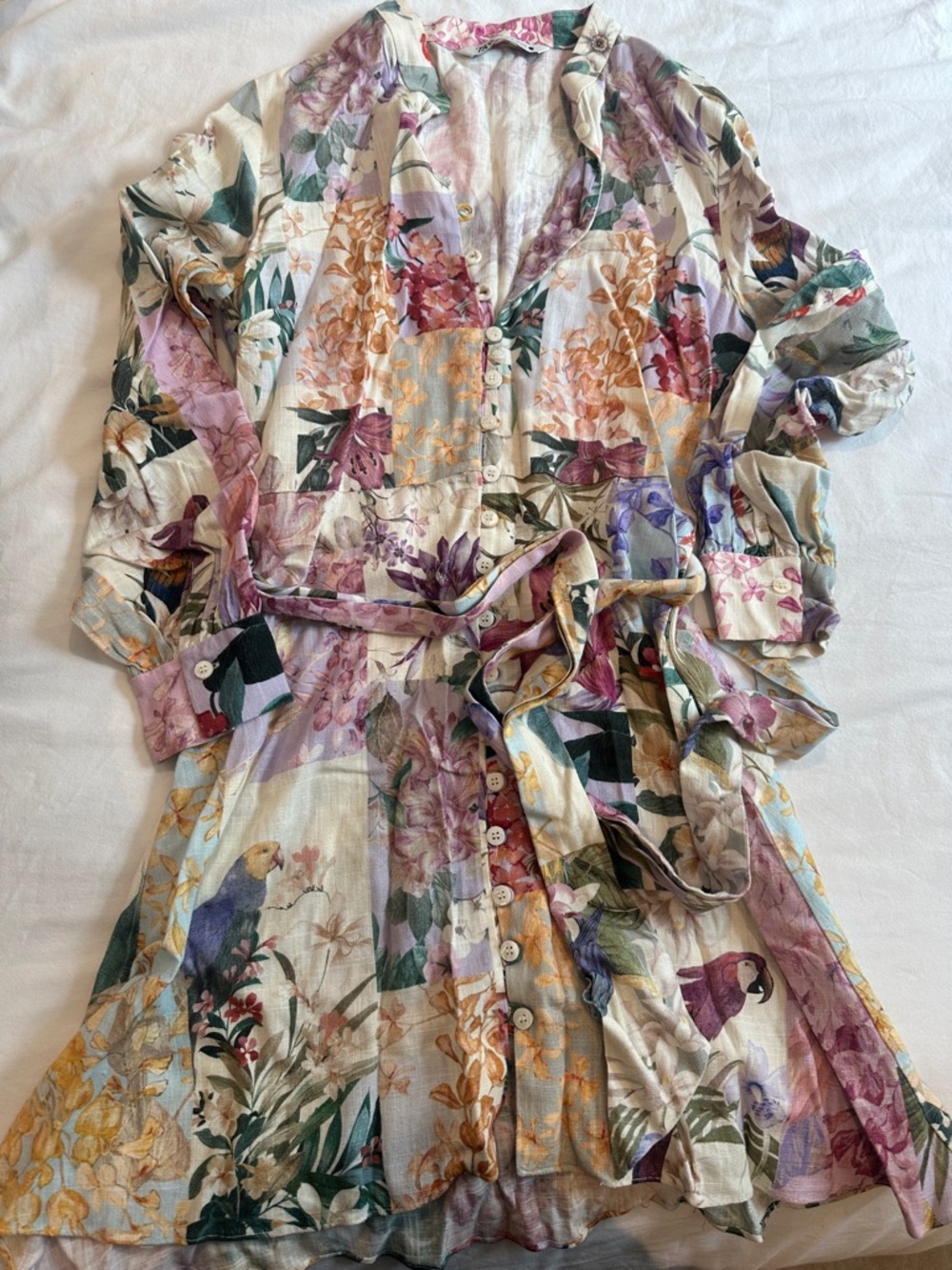 Zara Floral Mini Dress in Pastel Multi - Picture 3 of 4